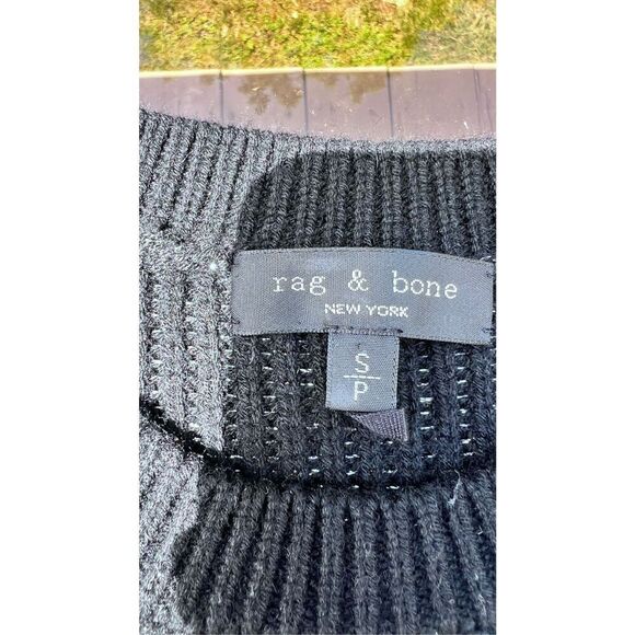 RAG & BONE BLACK AND SILVER METALLIC CROP SWEATER SIZE S - Picture 5 of 12